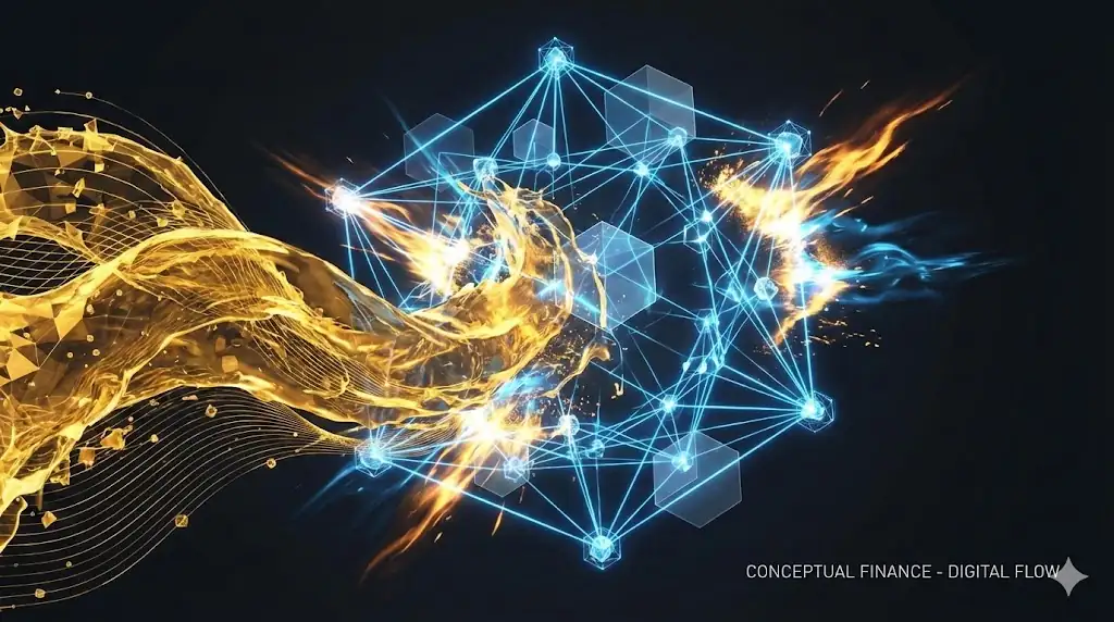 Conceptual illustration of massive institutional capital flowing into the Ethereum network.