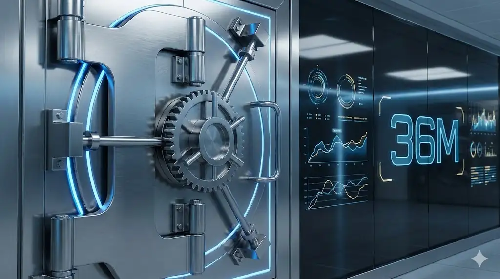 Conceptual image representing a secure, strategically managed corporate crypto treasury with a lockup period.