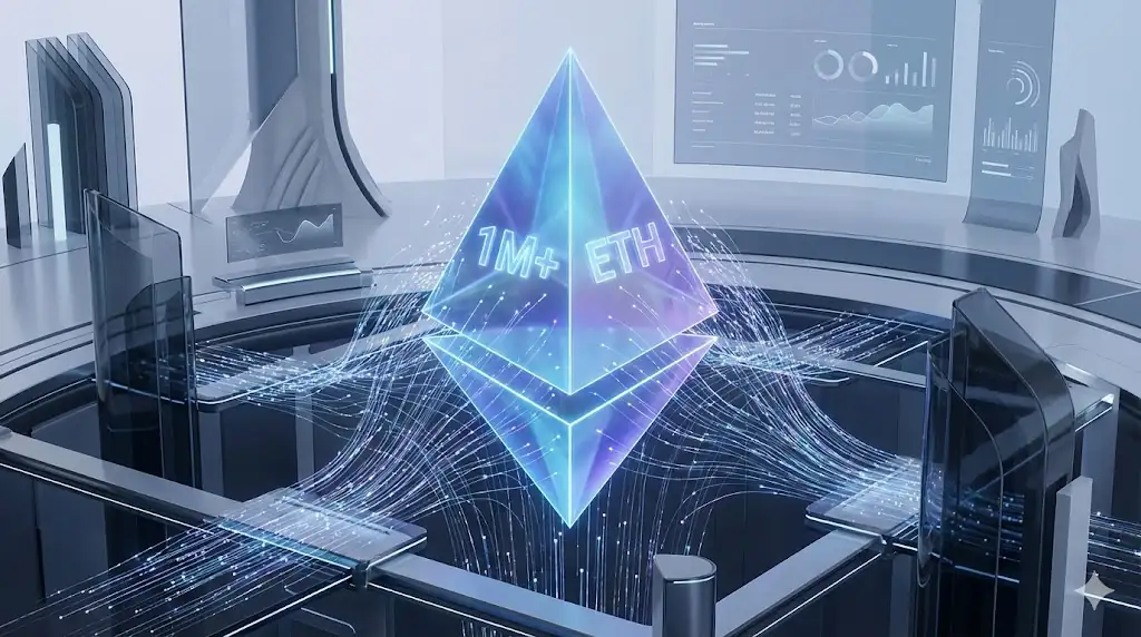 A conceptual art piece visualizing large-scale institutional accumulation of a digital asset.