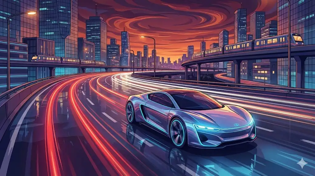 A sleek electric vehicle symbolizing growth and technological advancement in the EV market.