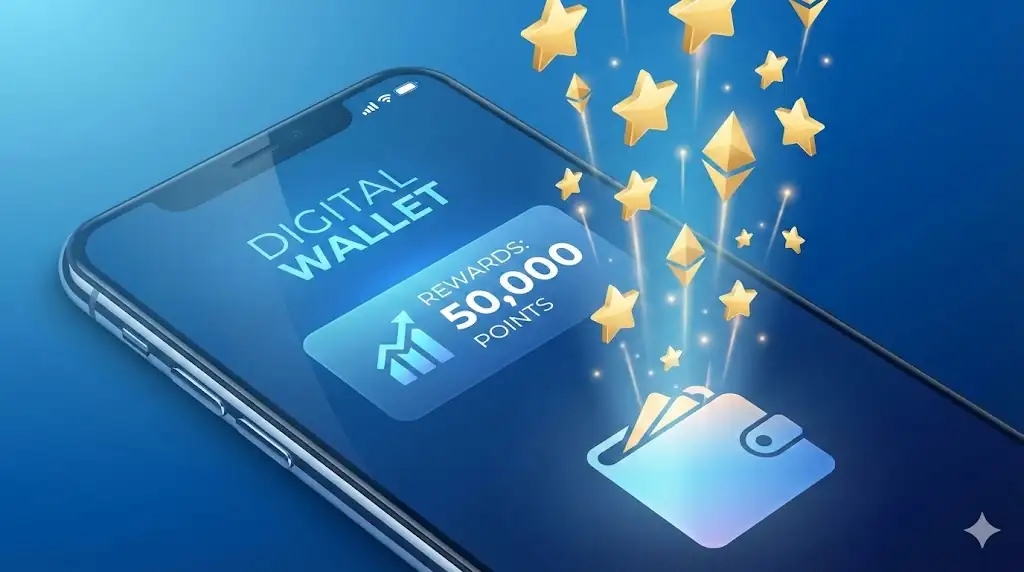 Visualizing the accumulation of digital rewards and points within a secure mobile wallet interface.