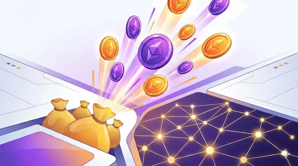 Conceptual image showing altcoin tokens gaining momentum from institutional capital and network growth.