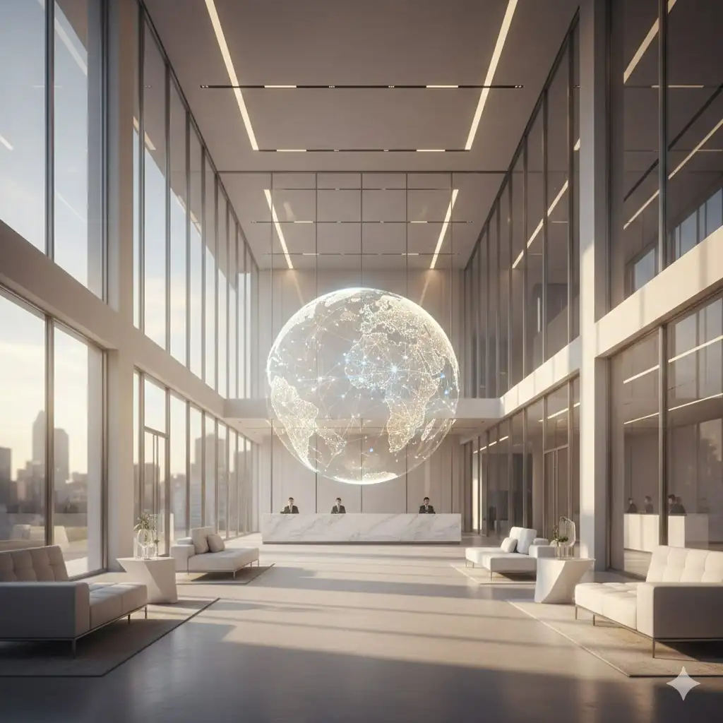 A professional and calming visual representing the intersection of traditional banking and digital asset growth.