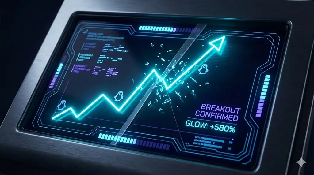 A stylized chart showing a memecoin price breaking out of a descending pattern