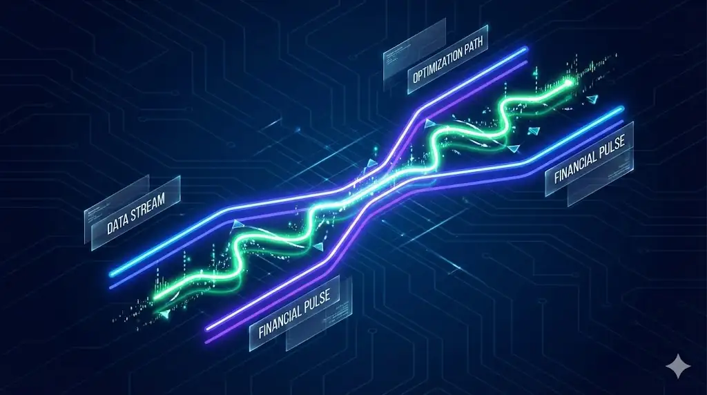 Abstract representation of a Bollinger Band squeeze and price volatility.