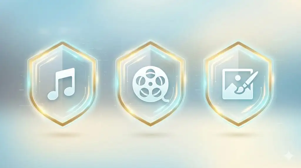 A conceptual image of creative media being integrated into a digital, blockchain-backed ecosystem.