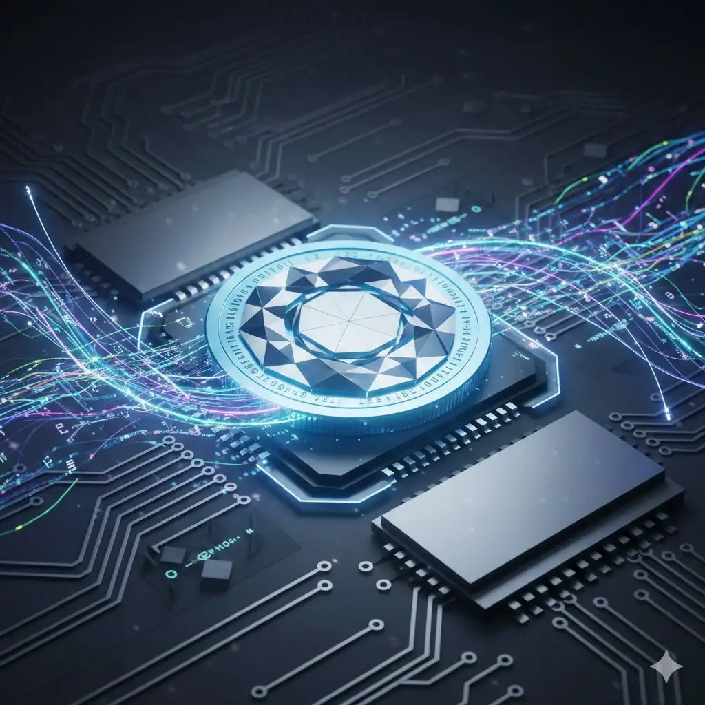 A futuristic visual representing the convergence of cryptocurrency and advanced technology markets.