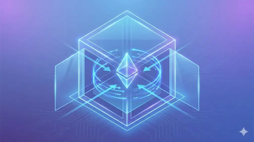 A conceptual image of a professional digital vault containing an Ethereum symbol to represent institutional security and investment.