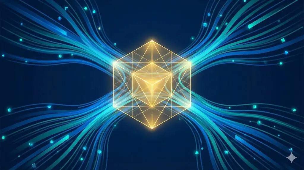 Conceptual header image representing the dawn of the institutional era in crypto, with digital energy flows solidifying into value.