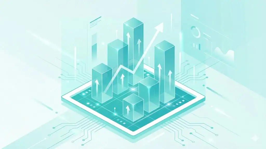 An isometric conceptual chart showing the steady upward momentum of stablecoins.