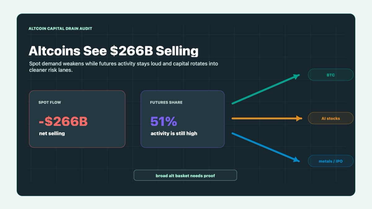 Altcoins See $266B Selling as Capital Rotates Out of Crypto