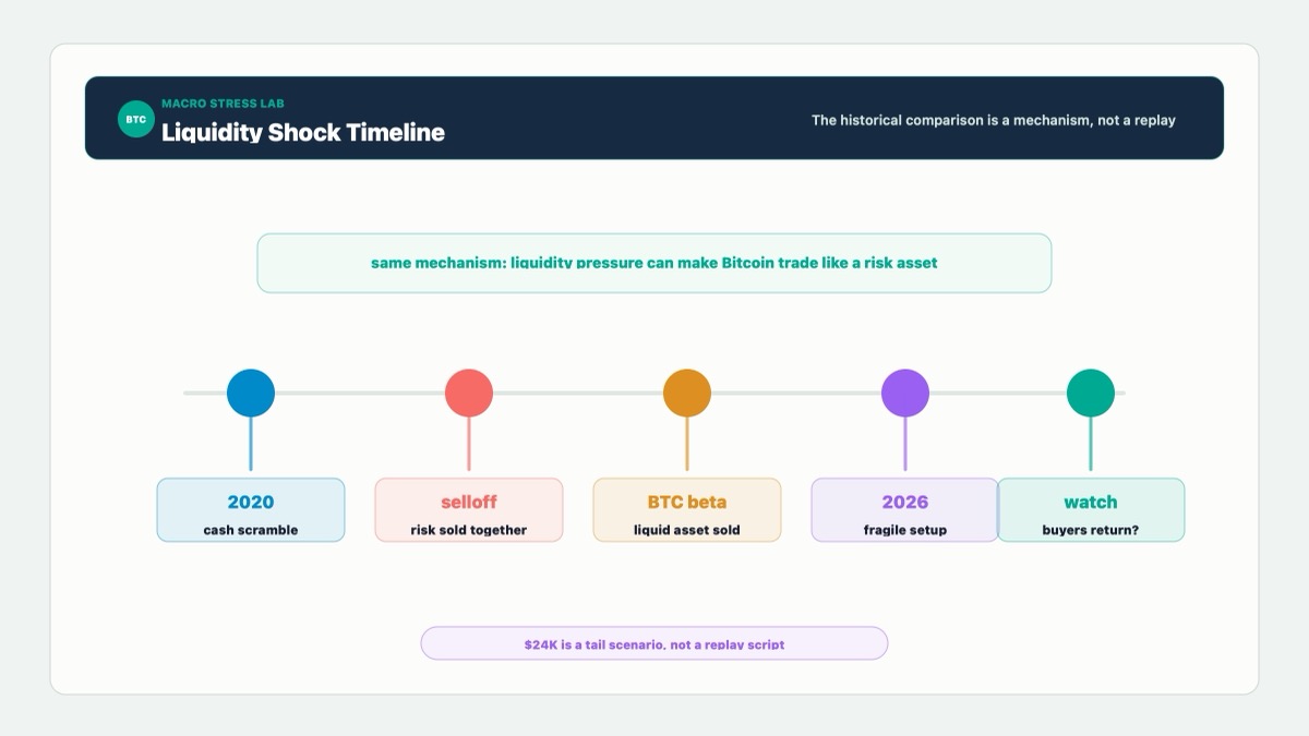 Bitcoin March 2020 liquidity shock parallel compared with 2026 macro fragility