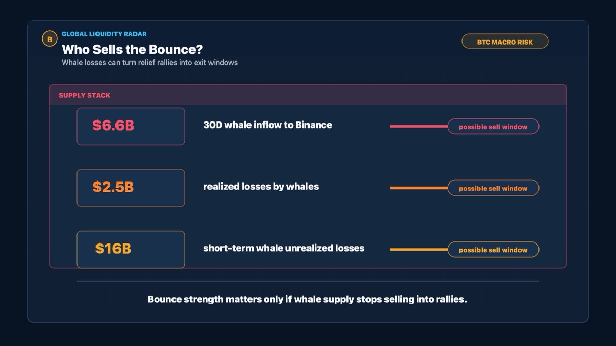 BTC whale inflows and realized losses turning rebounds into potential sell windows