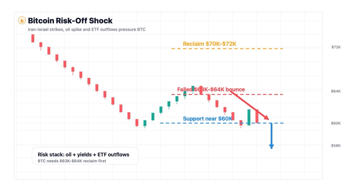 Bitcoin Price Prediction: BTC Falls Below $63K as Iran-Israel Risk Hits Markets