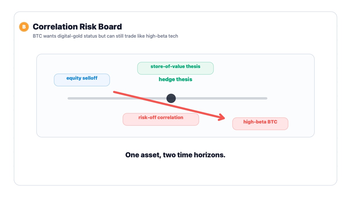 Bitcoin short-term risk asset behavior versus long-term store-of-value thesis under equity stress