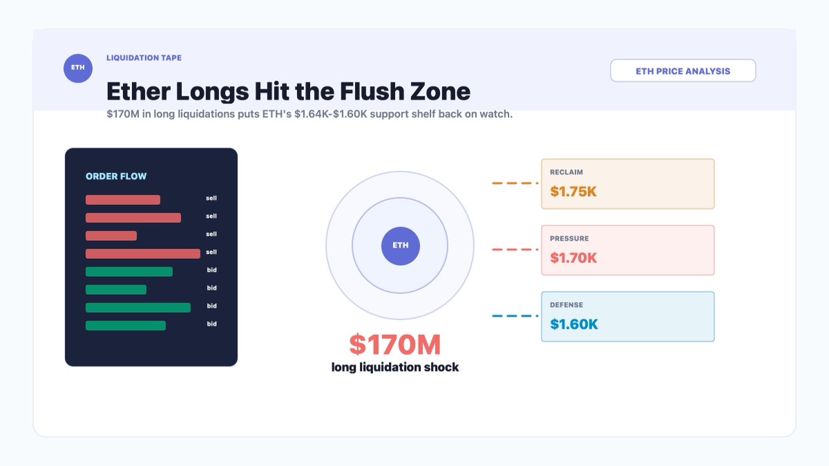 Ether Hit by $170M Long Liquidations as ETH Weakens
