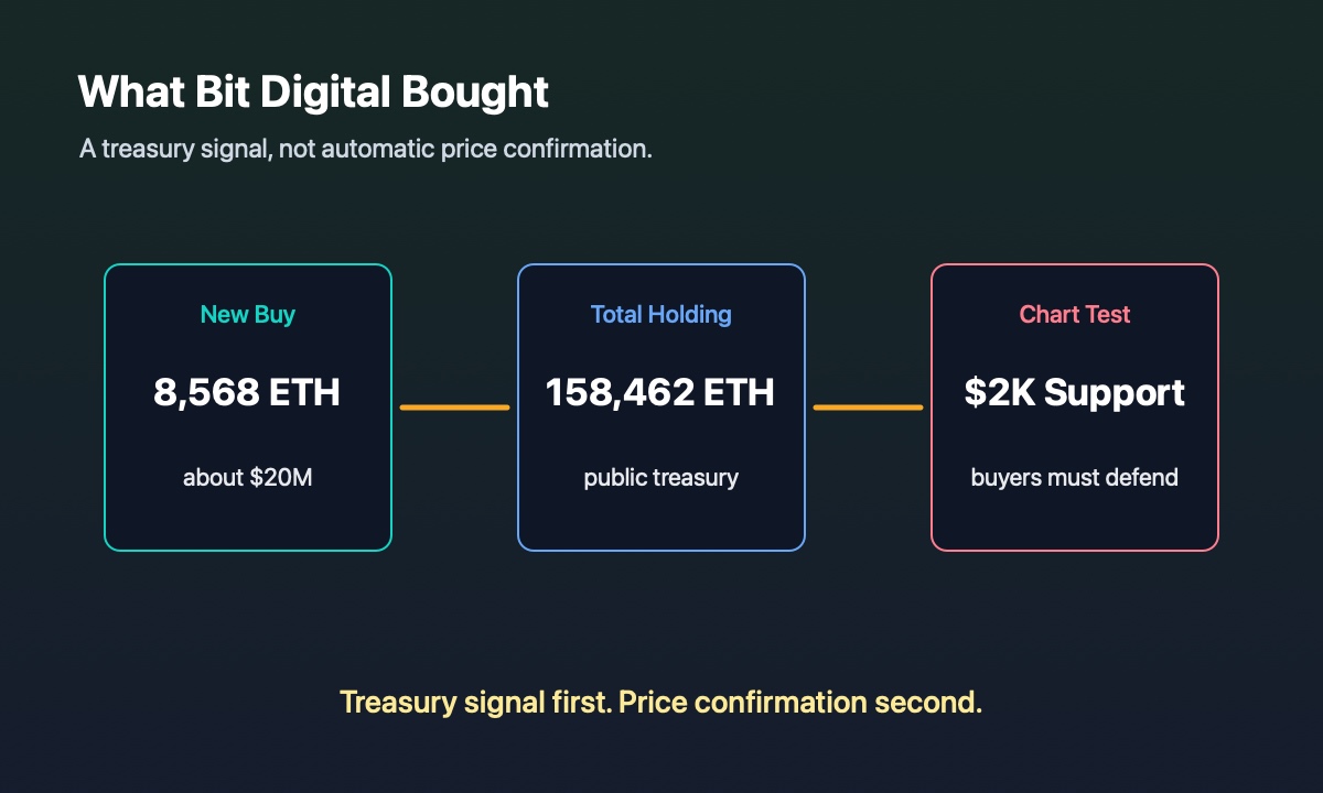 Bit Digital Ethereum treasury purchase and ETH price reaction analysis