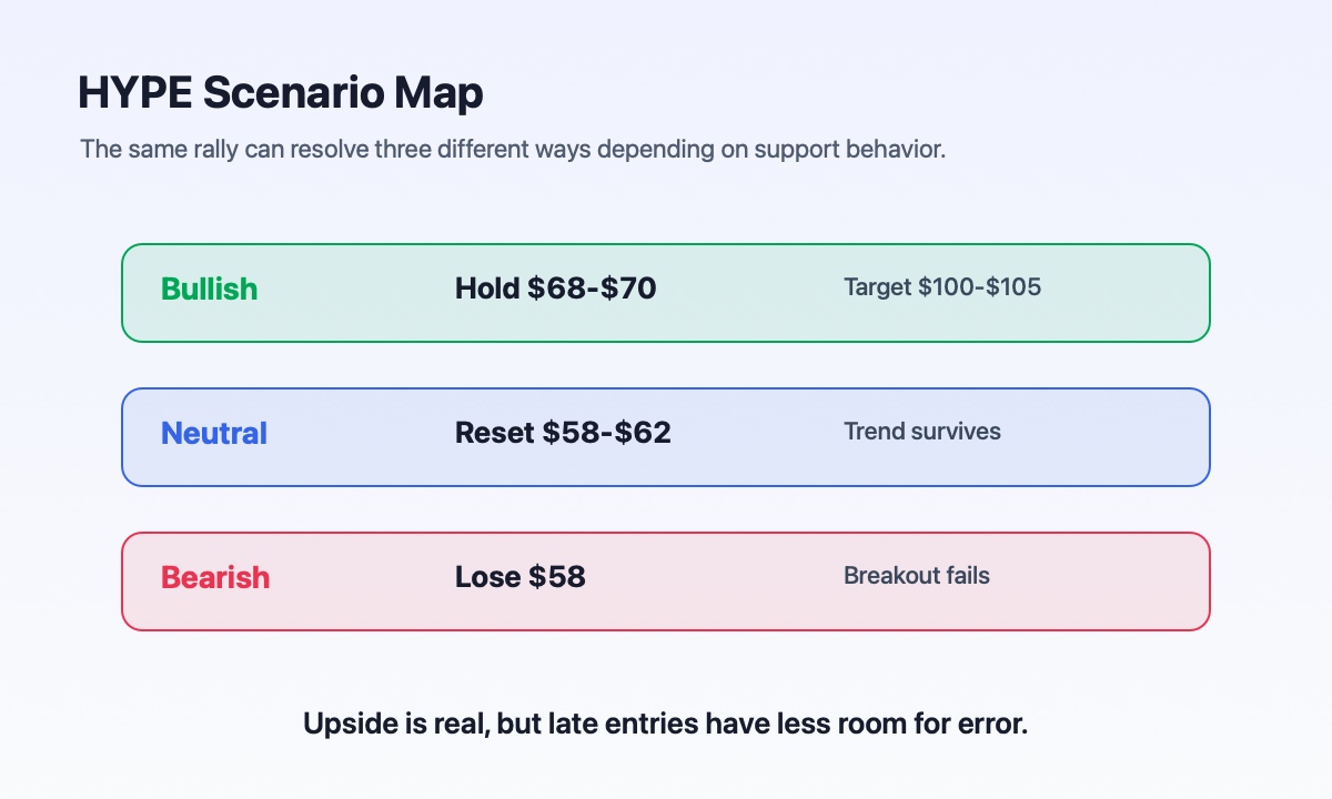 HYPE conditional forecast paths for bullish continuation neutral reset and bearish breakdown