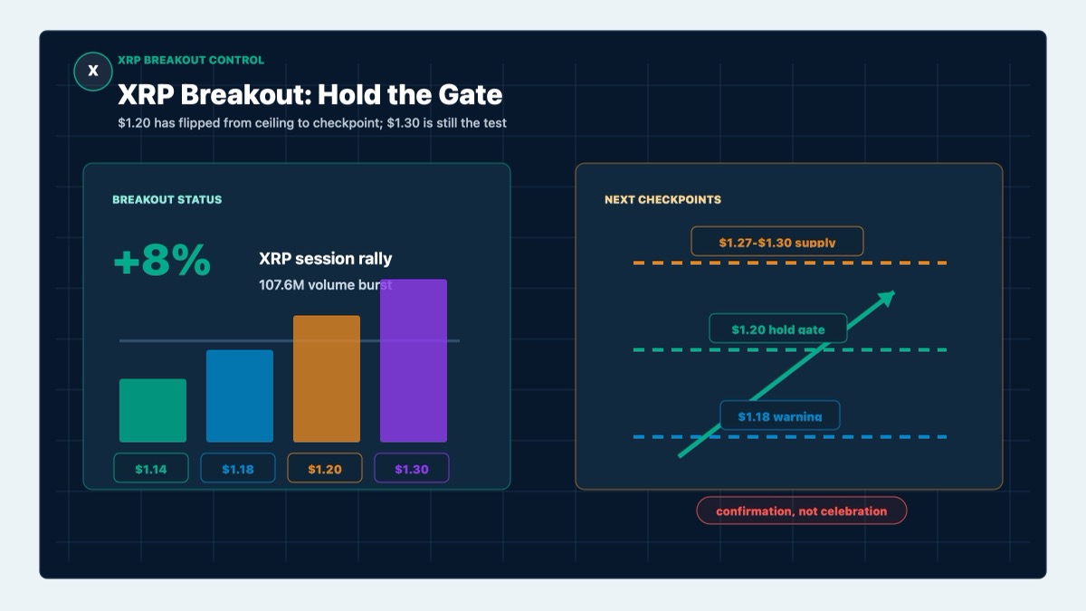 XRP Breaks Above $1.20 in First Major Rally Since June Selloff